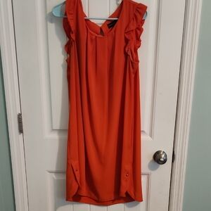 Orange Ruffled Sheath Mini Dress (J19)